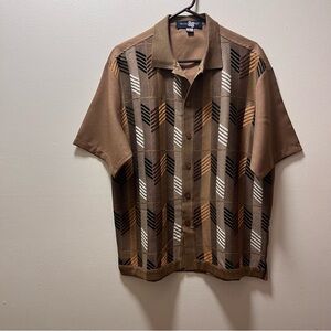 Michael 88 Irvin Retro Vintage Bowling Shirt Men's L, Brown Patterned Shirt